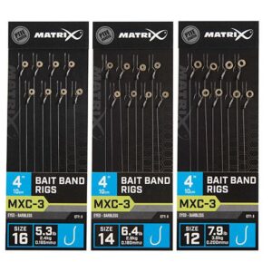 Fox Matrix MXC-3 Barbless Bait Band Rigs 10cm 8st. Size 16 - 0,165 mm