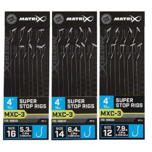 Fox Matrix MXC-3 Barbless Super Stop Rigs 10cm 8st. Size 12 - 0,20 mm