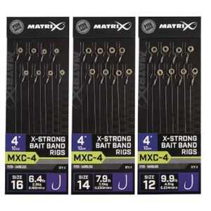 Fox Matrix MXC-4 Barbless X-Strong Bait Band Rigs 10cm 8st. Size 14 - 0,20 mm