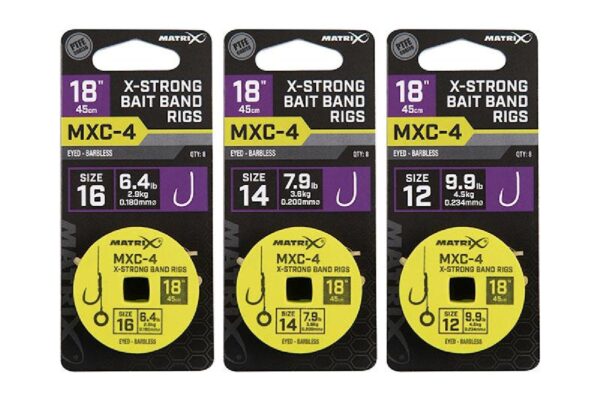 Fox Matrix MXC-4 Barbless X-Strong Bait Band Rigs 45cm 8st. Size 14 - 0,20 mm