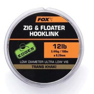 Fox Zig And Floater Hooklink Trans Khaki 100M 0.28 mm 12 lbs